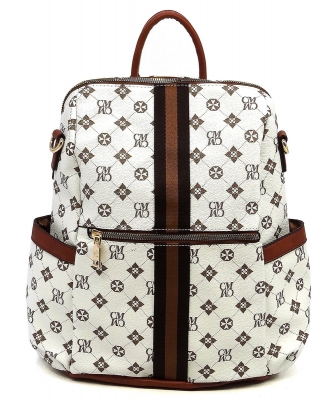 CM Monogram Striped Convertible Backpack CM2706 IVORY
